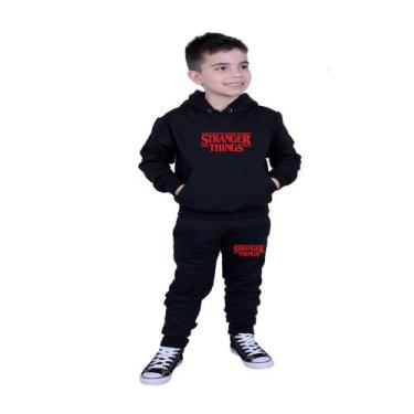 Imagem de Conjunto  Moletom Blusa E Calça Infantil - Grazi Confecções, Preto, P