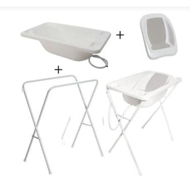Imagem de Kit banheira bebê plástica acqua trio - galzerano - GALZERANO , BRANCA