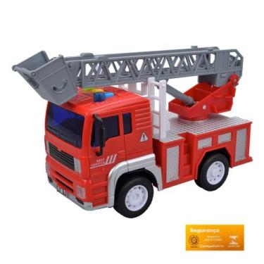 Imagem de Caminhao Friccao Luz e Som Modelo Bombeiro DM Toys com Escada Magirus 