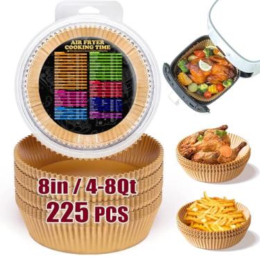 Imagem de ZOWVAAM 225 forros de papel para fritadeira a ar, forros redondos de papel pergaminho de 20 cm para fritadeira a ar de 5 a 8 litros, forros de airfryer antiaderentes resistentes a óleo para assar no