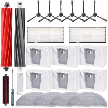 Imagem de BUXEBUX Kit de acessórios de peças de reposição com 23 peças, compatível com aspirador Roborock S8 Pro Ultra, 1 escova principal, 2 filtros Hepa, 2 escovas de rolo, 4 esfregões, 6 escovas laterais, 6