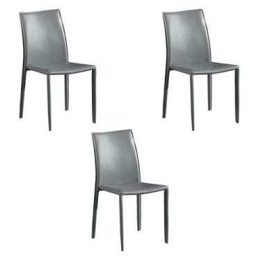 Imagem de Kit 3 Cadeiras Letícia Cinza - Rivatti