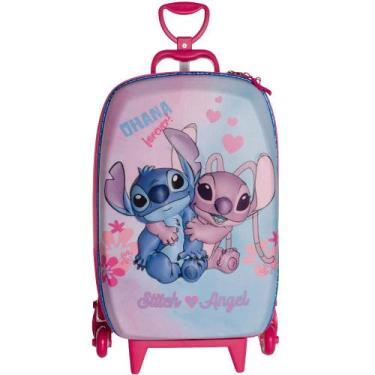 Imagem de Mochila Malinha Escolar Infantil Lilo Stitch 3d Tropical Cor Rosa 1 De