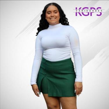 Imagem de Short Saia Com Botão e Fenda Basico Elegante Tecido Bengaline Plus Siz