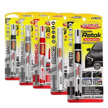 Imagem de Caneta Tira Riscos Automotiva Luxcar Retok, Vermelho