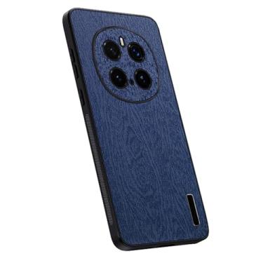 Imagem de HAO RIYLN Capa para Honor Magic 7 Pro/7, proteção total de lente couro textura de madeira capa de telefone fina proteção contra queda anti-impressão digital, azul, 7Pro