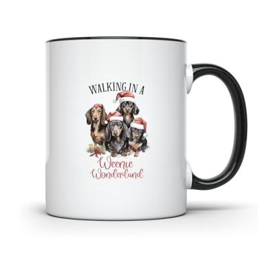Imagem de CREWSCREATIONS Walking In A Weenie Wonderland Christmas Spirit Dogs Caneca de 325 ml Dachshund Festivo Cerâmica Design de Natal Presente para Amantes de Animais CCBM1897
