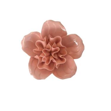 Imagem de Rododendro, arte de parede de flor de cerâmica de 7 cm, escultura de parede de flor artificial, flores de porcelana 3D penduradas à mão, decoração de parede 3D, decoração de parede de flor de