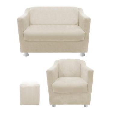 Imagem de kit Poltrona, Namoradeira Babel e Puff Dado Sala de Espera Recepção Co