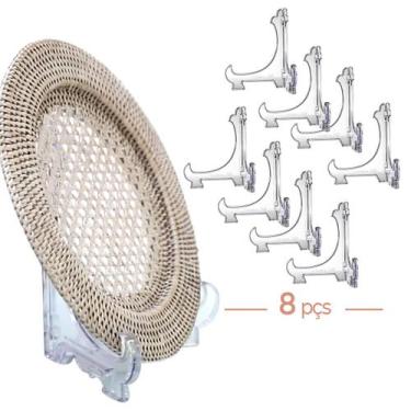 Imagem de Kit  8 Peças Suporte P/ Pratos Acrílico Transparente 15cm