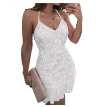 Imagem de Vestido Renda  Civil  Babado Midi Festa Casamento - ShoopWeb, G