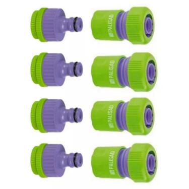 Imagem de Kit 8 Pç Conexão + Engate Rápido Mangueira Jardim 1/2 - Palisad