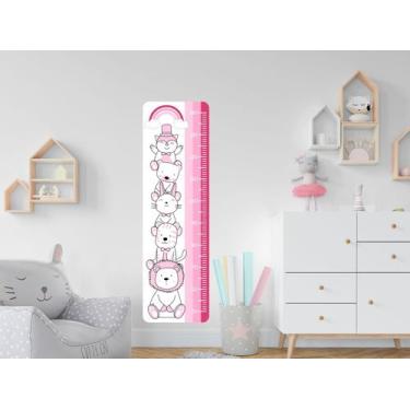 Imagem de Adesivo De Parede Animais Arco Íris Cute Régua Crescimento - adesivos 