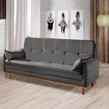Imagem de Sofá Cama Congonhas 204cm Tecido Suede - Casa & Coisas, Suede Cinza 22