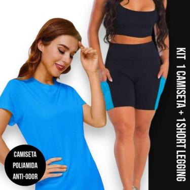 Imagem de Conjunto Camiseta DRY FIT POLIAMIDA MALHA FRIA + Short Leg Legging COM