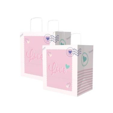 Imagem de 10 SACOLAS DE PRESENTE 26x24x17 CM WITH LOVE C4911 IDEIA - Ideia Embal
