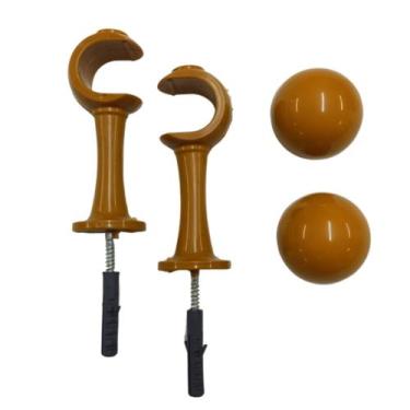 Imagem de Kit varao cortina cor sortida suporte simples 28mm palha moreti