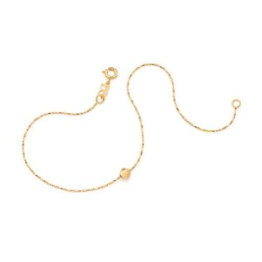 Imagem de Tornozeleira rommanel feminina banhada ouro 18k bola diamantada 23cm 2