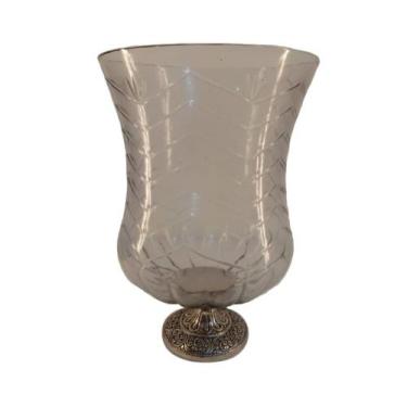 Imagem de Vaso Decorativo Base Metal Todo Trabalhado Cristal Formosa - LUXdecor 