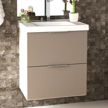 Imagem de Gabinete para banheiro 03 gavetas com Lavatório Pietra 60cm Branco/Gia