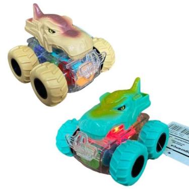Imagem de Brinquedo Carrinho Dinossauro Colorido Ficção Com Luz Led 8cm - ATTIC