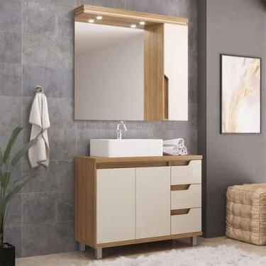 Imagem de Gabinete de Banheiro 100cm com Cuba e Armário Ref 1000 Cewal - Itapuã/