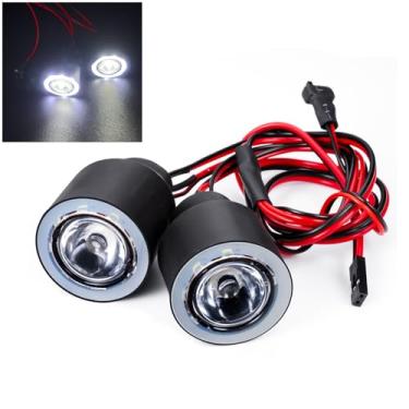 Imagem de WEFEINO 2 LEDs Angel Eyes Front Lights LED Light Headlights Upgrade Parts for Axial 1/6 SCX6 AXI05000 JLU RC Car Buggy (White + White)