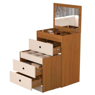 Imagem de Penteadeira Compacta c/Espelho e 3 Gavetas Completa (Nature OffWhite)