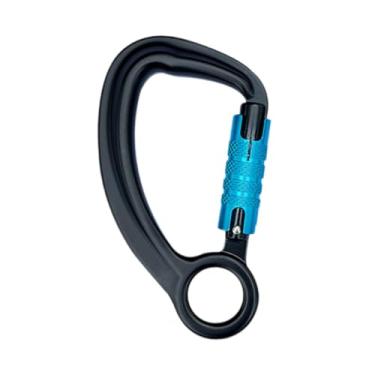 Imagem de menolana Mosquetão de travamento automático mosquetão forte 30kn liga de alumínio para coleira de cachorro acampamento caminhadas montanhista, Preto