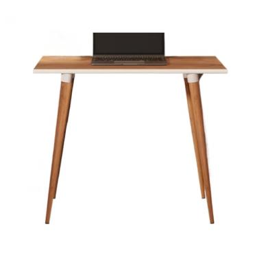 Imagem de Escrivaninha Mesa Escritório Pc Home Estudo Classic Pés Madeira Retrô 4 Cores(Off White Freijó)