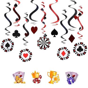 Imagem de RoadSea Casino Poker Decorações de redemoinhos pendurados - Poker Night Birthday Party Swirls Streamers - Las Vegas Gambling Party Supplies - Jogos de azar Fichas de Jogos de Azar Decorações