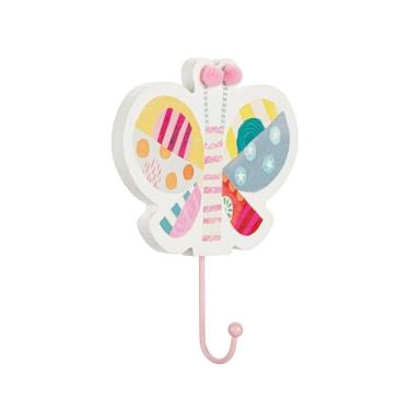 Imagem de DEMDACO Katy Ellis Collection 15 x 12 cm MDF gancho para pendurar na parede, colorido rosa e amarelo, borboleta patchwork