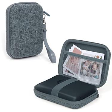 Imagem de MUZIRI KINOKOO Capa rígida de EVA compatível com câmera Fuji Instax Mini EVO, Mini Link/Link 2/Link SQ, bolsa para impressora fotográfica com alça de pulso - cinza verde