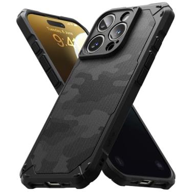 Imagem de Ringke Rugged Gear Compatível com capa para iPhone 16 Pro, não deixa impressões e não escorrega, toque agradável boa aderência capa protetora leve anti-impressões e antiderrapante - Camo Black