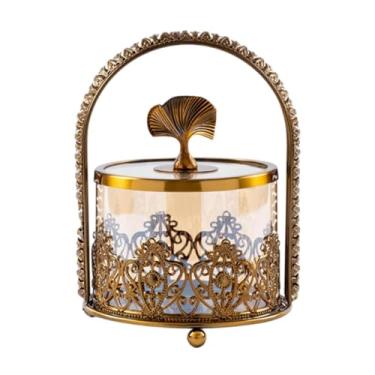 Imagem de Fenteer Prato de doces de vidro Tigela de doces Luxo Europeu Organização de armazenamento de alimentos Pote de doces para doces açúcar Biscoito Café Grão