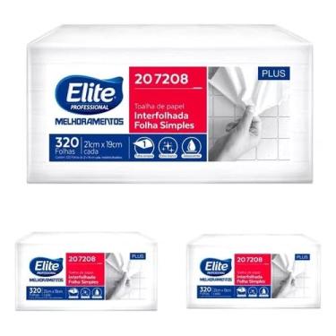 Imagem de Kit 3 papel Toalha Interfolhado Elite Folha Simples 960 Folha