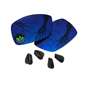 Imagem de Raydi Lentes de reposição de policarbonato e protetores de nariz para óculos de sol retangulares Oakley Straightlink OO9331 - Trail Blue Mirror - Polarizado