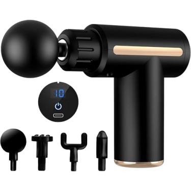 Imagem de Massageador Elétrico Profissional Premium para Alívio Muscular com Pistola de Massagem Recarregável, 4 Ponteiras Intercambiáveis, Ajuste de Velocidades – Ideal para Relaxamento e Recuperação Miofascial