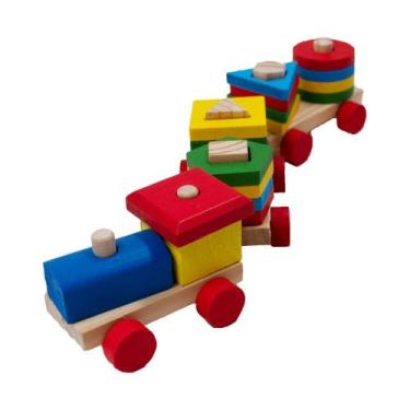 Imagem de Trem Montessori Linha Autismo Educativa Encaixes Geometricos - DONY