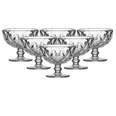 Imagem de Kit 6 Taças de Sobremesa Diamante Transparente 335mL - ECOS