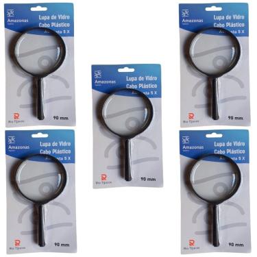 Imagem de 5 Lupas Manual 90mm Aumento Grande 5x Lente Leitura Estetica