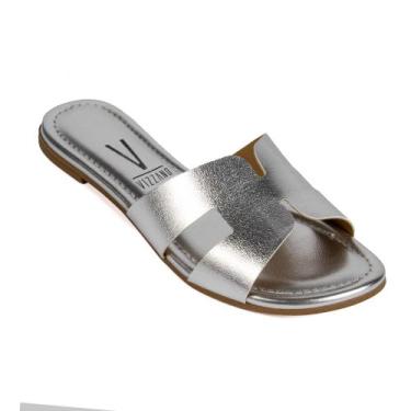 Imagem de Sandália Rasteirinha Vizzano Feminina Brilho Original 6371, Prata, 37