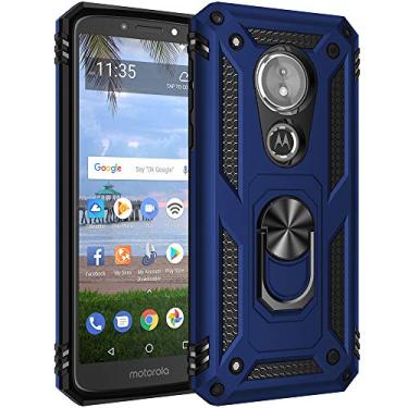Imagem de Capa para Motorola de impacto de queda de grau militar, suporte magnético de 5,7 polegadas, suporte magnético para carro, armadura resistente à prova de choque para Moto E5/G6 Play (azul)