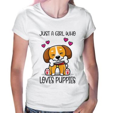Imagem de Baby Look Just A Girl Who Loves Puppies - Foca na Moda, Branco, M