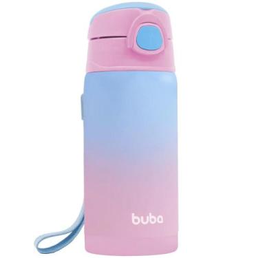 Imagem de Garrafa Térmica Infantil Canudo Parede Dupla Inox Rosa 400ml - Buba