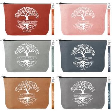 Imagem de Huhumy 12 peças presente cristão dia dos pais bolsa de maquiagem religiosa versículo bíblico chaveiro para mulheres homens igreja enfermeira, Cores brilhantes