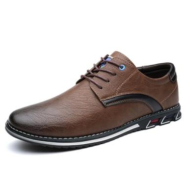 Imagem de Sapato social masculino Oxford casual clássico smoking cadarço leve formal mocassim, Marrom, 46