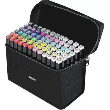 Imagem de Kit de Marcadores Artísticos, 80 Cores, Estojo Organizador com Zíper, Marcadores Profissionais para Ilustração e Design