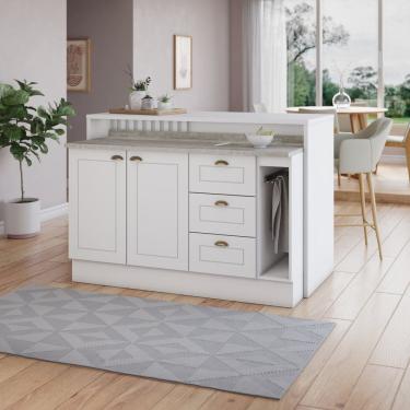 Imagem de Kit Ilha Gourmet 2 Portas 3 Gavetas com Balcão Porta Toalha Internacional Branco