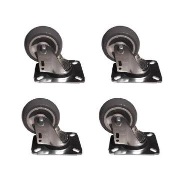 Imagem de Rodizio Cinza Giratório Placa GL312BP Schioppa Kit 4 Unid